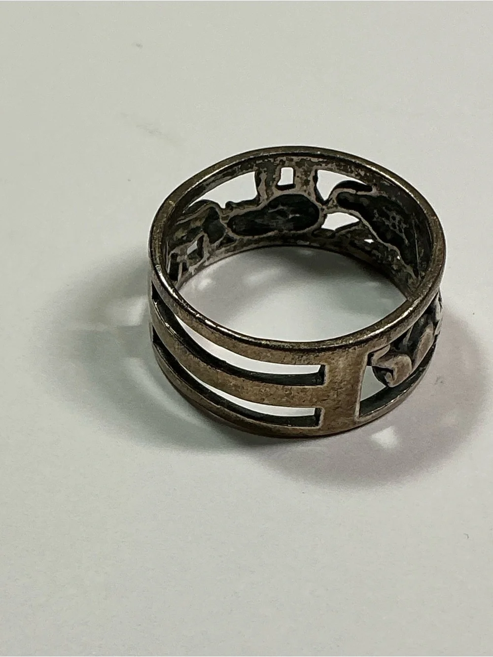 Vintage Sterling Silver Open Works Zoo Ring. Size 9